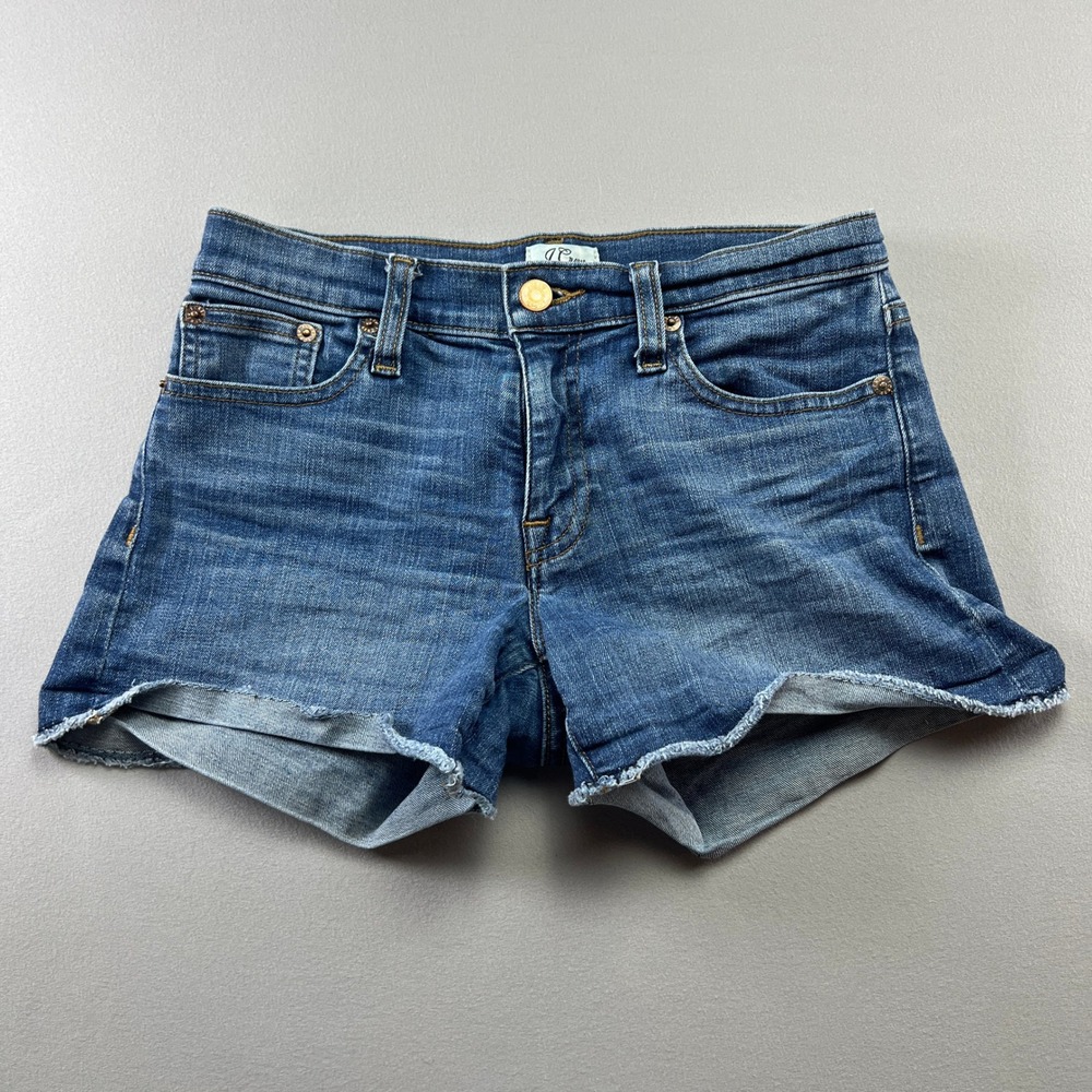 J Crew Shorts Cut Off Shorts Womens 24 Blue Whisker Denim Medium Wash Raw Hem